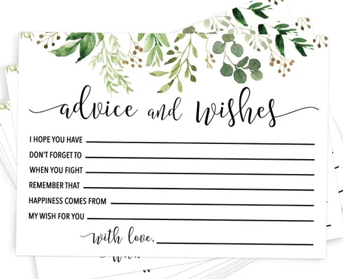 Vista 11 de Printed Party Tarjetas de consejos de boda y buenos deseos, tema boho arco iris, juego de 50 Crema
