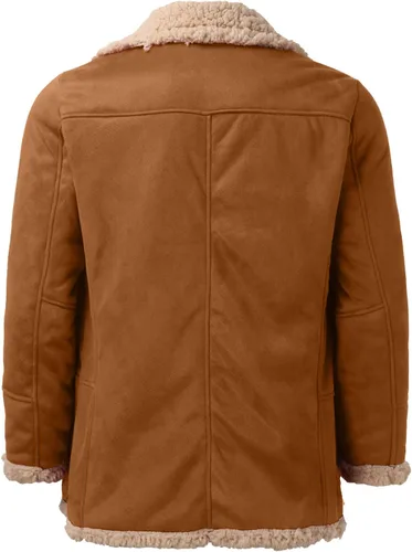 Vista 4 de Abrigo de piel de oveja para hombre, chaquetas de piel de oveja con forro de piel de oveja, chaqueta de bombardero de invierno cálida S-5XL