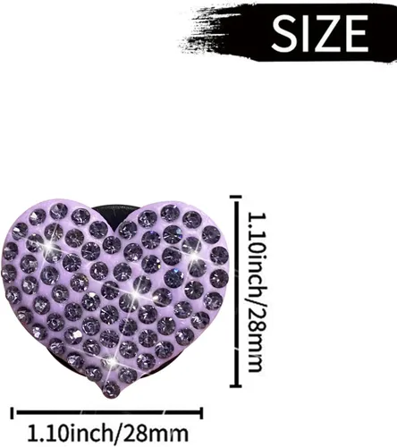 Vista 6 de Bling Heart 8 clips de ventilación de aire, ambientadores de corazón de cristal, clips de ventilación de diamantes de imitación para decoración
