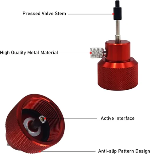 Vista 3 de Adaptador de llenado de propano Válvula de conector de tanque de gas verde con adaptador de gas de puerto de aceite de silicona