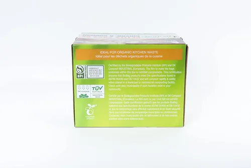 Vista 7 de Bolsas de basura compostables con cordón de 1.2 galones para restos de alimentos de BioBag, 80 unidades, certificadas por BPI, cumplen