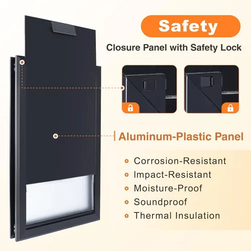 Vista 4 de Puerta de perro de aleación de aluminio, aislamiento térmico de 2 solapas, puerta para perros grandes, panel de cierre con cerraduras de seguridad