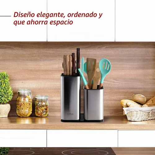 Vista 6 de Laxinis World Soporte para cuchillos y utensilios de acero inoxidable