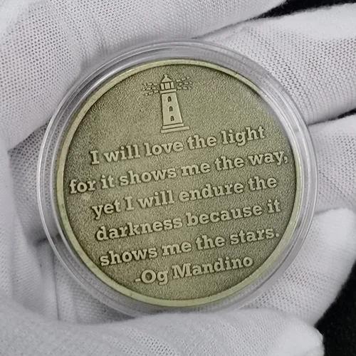 Vista 2 de Moneda de recuperación de adicciones para hombre y mujer, emblema de luz inspiradora de faro