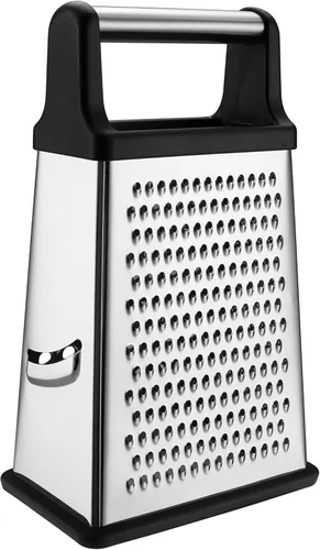 Vista 8 de Spring Chef Rallador Profesional de Queso - Acero Inoxidable, Tamaño XL, 4 Lados - Rallador de Caja Perfecto para Queso Parmesano, Verduras, Negro