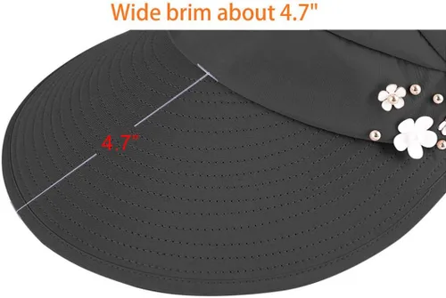 Vista 4 de HINDAWI - Sombreros de sol para mujer de ala ancha, protección UV, gorra con visera para la playa, visera empacable