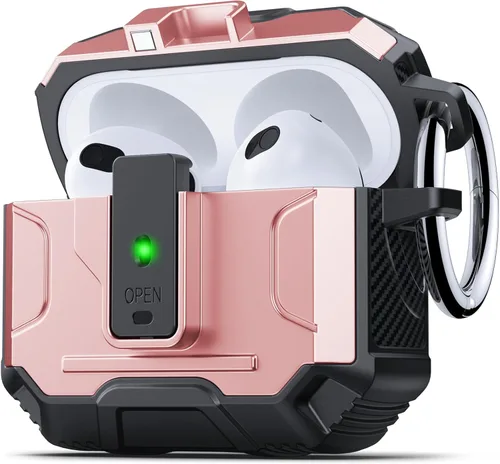 Vista 19 de DASFOND - Funda de armadura para AirPods de 2ª y 1ª generación, carcasa de cuerpo completo de grado militar a prueba de golpes, soporte de carga