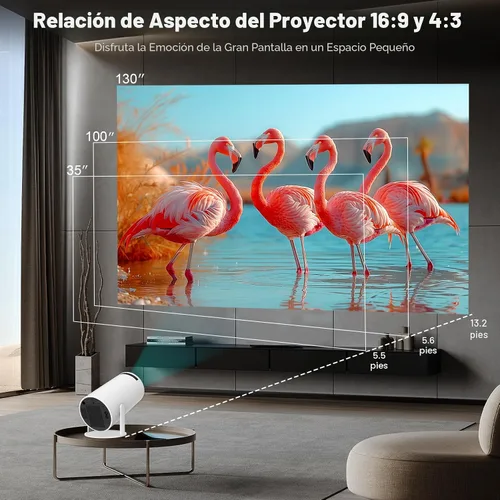 Vista 4 de Mini proyector, proyector portátil HY300 PRO, compatible con 4K 1080P con doble banda WIFI6 5G inalámbrico 5.0 Bluetooth Android 11, rotación