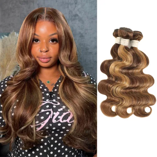 Vista 20 de ALHER Color #4/27 Rubio Miel Destello 4x4 Cierre de Encaje Cuerpo Onda 10 Cierre frontal 4/27