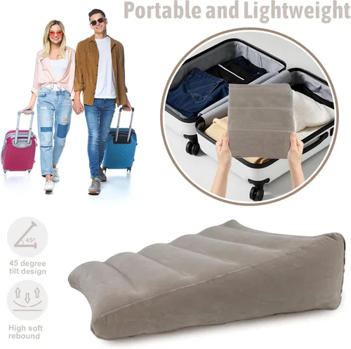 Vista 5 de Almohada de cuña inflable, almohadas de viaje portátiles para dormir, almohada triangular ajustable adecuada para apnea del sueño, soporte