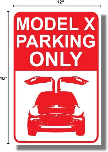 Vista 4 de Tesla Model X Parking Only-Falcon Wing Doors - Nuevo póster de coche eléctrico humorístico