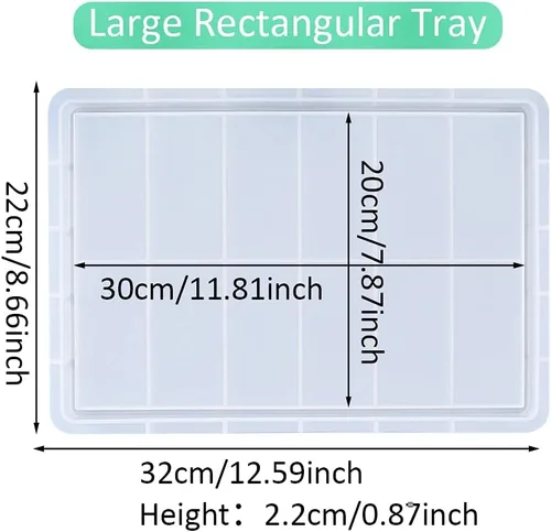 Vista 7 de Rolin Roly Moldes rectangulares grandes de resina para bandeja de silicona, molde de fundición, molde de epoxi para plato de bricolaje, soporte