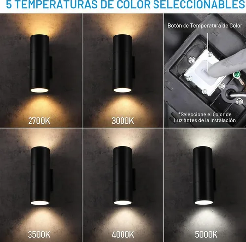 Vista 4 de LEONLITE Paquete de 2 lámparas de pared LED de 12 pulgadas 5CCT para 5 ct.