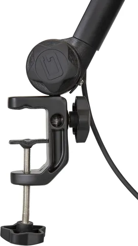 Vista 12 de Gator Frameworks - Soporte para micrófono de transmisión montado en escritorio Deluxe para podcasts y grabación; cable XLR integrado, (GFWBCBM3000)