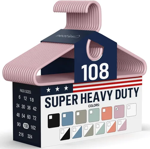 Vista 10 de Paquete de 6 perchas para ropa súper resistentes, fabricadas en los Estados Unidos, capacidad de 10 libras, perchas de plástico grueso para Negro