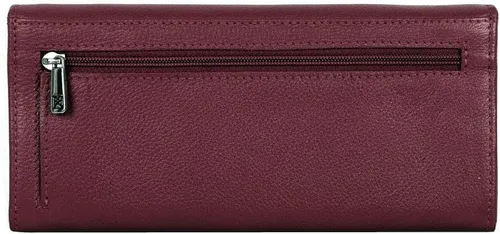 Vista 4 de Cartera plegable de piel RFID para mujer, Borgoña, Cartera Rfid