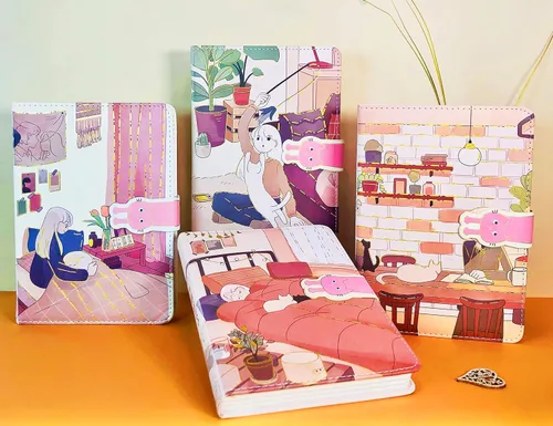 Vista 9 de KetA Diario kawaii, diario Kawaii para niñas, lindo cuaderno diario, cuaderno kawaii, 5 x 7 pulgadas, 5.1 x 7.1 in, 256 páginas, cubierta de piel