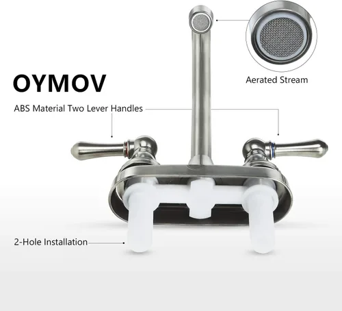 Vista 4 de Grifo para RV de Níquel Cepillado - Grifos de Lavabo de Baño No Metálicos para RVs, Quintas Ruedas, Autocaravanas, Remolques de Viaje
