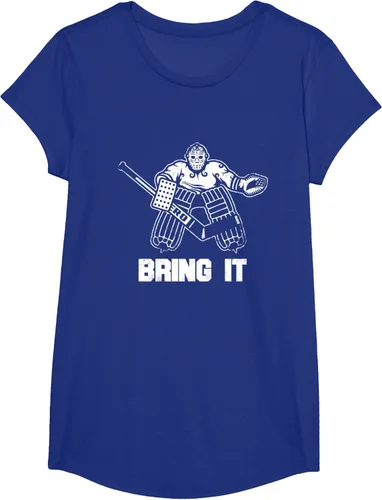 Vista 61 de Divertida camiseta gráfica de ropa de portero de hockey sobre hielo, Negro, S