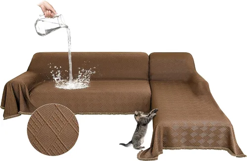 Vista 20 de Fundas impermeables para sofá modular en forma de L, 2 piezas, lavable, en forma de L, protector de muebles acolchado de jacquard para perros, Gris