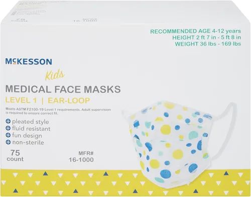 Vista 7 de McKesson Pediatric Procedure Mask Child Size Pleated 16-1000