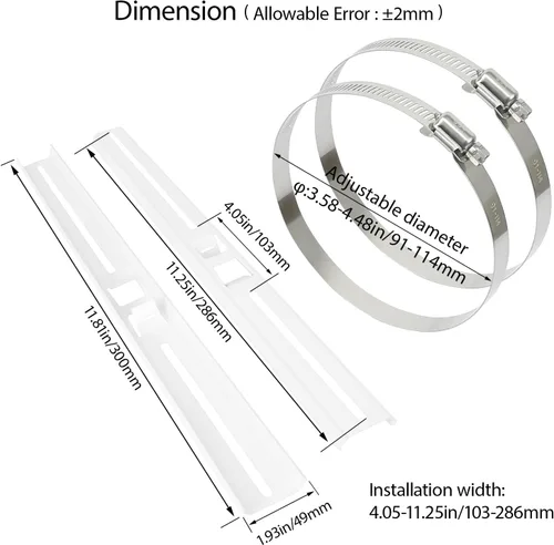 Vista 2 de LeMotech Kit de montaje de poste, soportes de acero inoxidable de 11.811 in con abrazadera ajustable de 3.583-4.488 in para caja de conexiones al