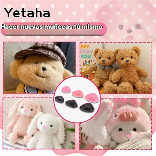 Vista 6 de Yetaha 150 piezas de nariz de plástico, 5 tamaños de nariz triangular artesanal para animales de peluche, muñecas, osos, perros, marionetas