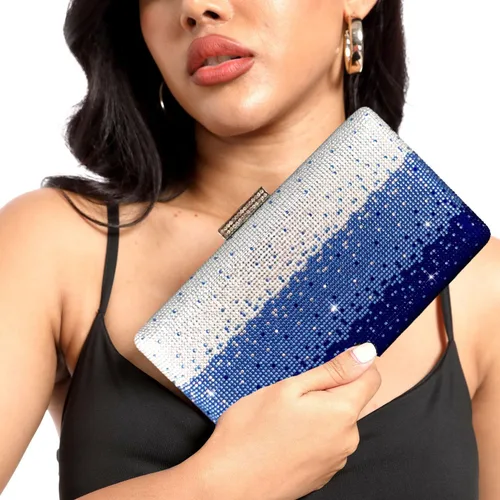 Vista 4 de Boutique De FGG Elegantes bolsos de noche de cristal para mujer, caja de fiesta formal, embrague, boda, diamantes de imitación, bolso de novia
