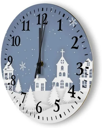 Vista 2 de Reloj digital de madera para nieve, invierno, funciona con pilas, reloj de madera para dormitorio, sala de estar, oficina, casa de campo, decoración