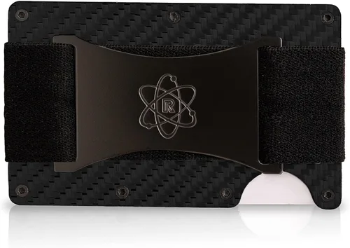 Vista 7 de ROSSM Cartera minimalista para hombre - Cartera delgada RFID para hombre - Cartera delgada de fibra de carbono y metal para tarjetas y dinero