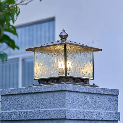 Vista 5 de Luces de poste al aire libre, luz solar de cobre completo para postes de valla al aire libre, luz de poste de valla al aire libre, luz de pilar