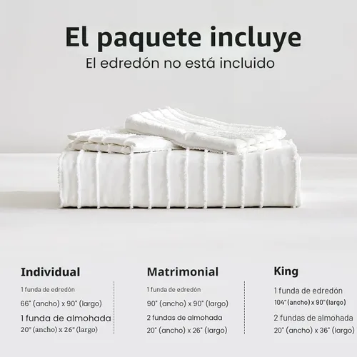 Vista 6 de WARMDERN Juego de funda de edredón bohemia blanca tamaño Queen, juego de Blanco