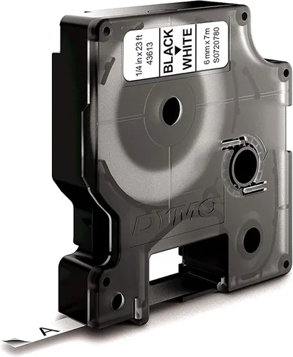 Vista 10 de DYMO 43613 D1 Cinta de etiquetas extraíble de poliéster, 1/4 pulgadas x 23 pies, negro sobre blanco