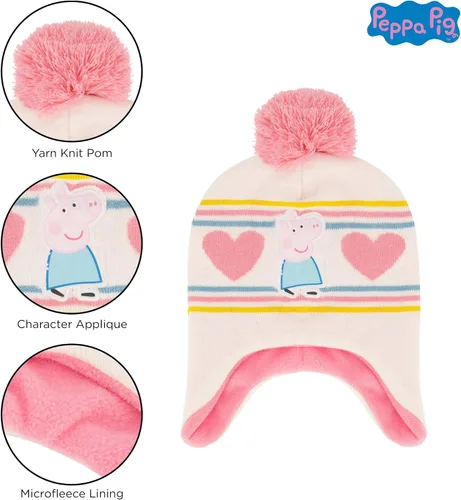 Vista 3 de Hasbro Sombrero de invierno, guantes para niños pequeños, gorro de bebé de Peppa Pig para niña