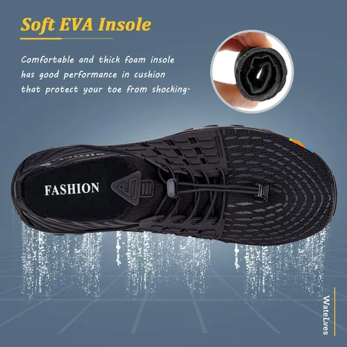 Vista 5 de WateLves - Zapatos de agua para hombres y mujeres, para natación, playa, piscina, surfear, hacer yoga o aeróbico acuático, calcetines para el agua