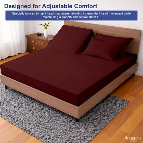 Vista 6 de KRISHNA Juego de sábanas prémium de 4 piezas de 34 pulgadas para cama ajustable con números de sueño, 100% algodón egipcio, sábana bajera ajustable