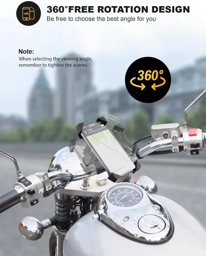 Vista 7 de Grefay Soporte universal para teléfono celular de motocicleta, abrazadera antivibraciones para bicicleta de carretera/MTB/Scooter con rotación