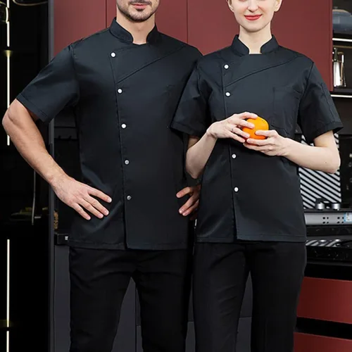Vista 2 de Chef Uniform for Women Men Chef Jacket Short Sleeve Lightweight Chef Coat Comfortable for Kitchen Cooking
