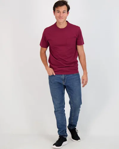 Vista 4 de Paquete de 4 camiseta de algodón de manga corta con cuello redondo y bolsillo para hombre, camiseta deportiva activa para exteriores, protección UV