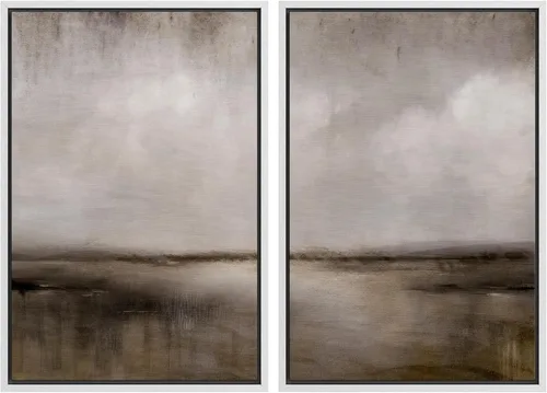 Vista 45 de MUDECOR Lienzo enmarcado para pared, bosque brumoso, reflejos, paisaje tranquilo, ilustraciones modernas, arte decorativo, bohemio, tranquilo/zen