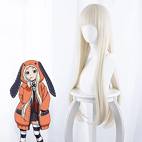 Vista 2 de Anime Kakegurui Compulsive Gambler 2 Cosplay peluca Yomoduki Runa resistente al calor pelucas de pelo sintético + peluca Cap