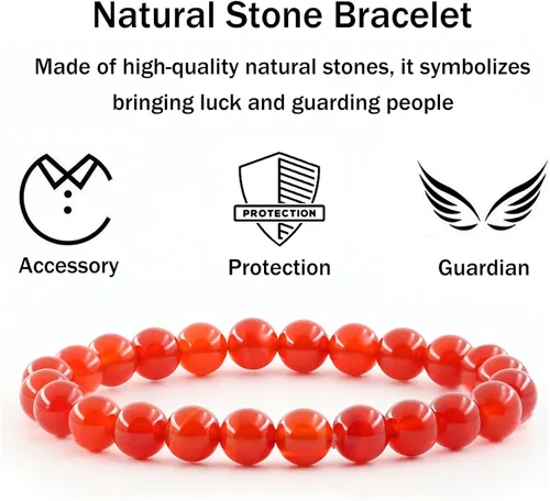 Vista 3 de Ouubuuy Pulsera elástica de cuentas de piedra natural de 0.315in para hombres y mujeres, pulseras de cuentas de piedras preciosas de cristal curativo