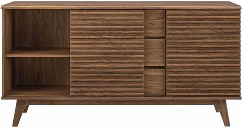 Vista 8 de Modway Render - Mueble moderno de mediados de siglo para mesa de bufé o TV de 160 cm, color nogal