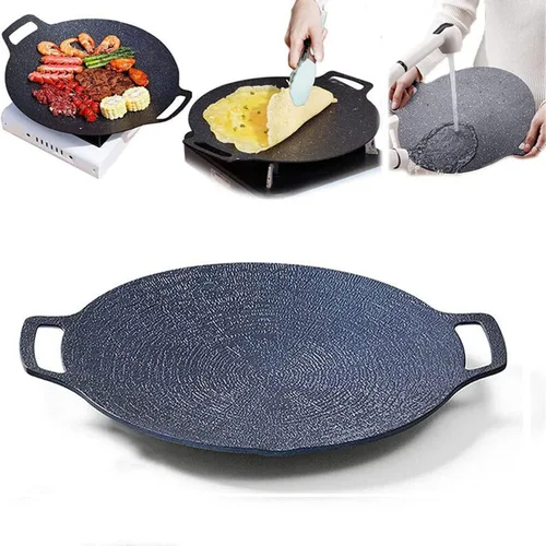 Vista 7 de Sartén antiadherente multifuncional de piedra médica, sartén coreana para barbacoa, compatible con inducción, estufa de gas, estufa eléctrica