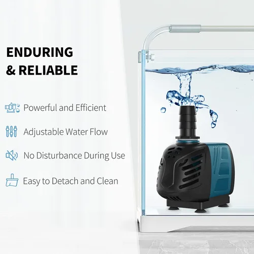 Vista 7 de Uniclife Bomba de agua sumergible y en línea de 400 GPH para acuario, 30 W, 6 pies de altura, CA de 120 V, silenciosa, ajustable, bomba de retorno