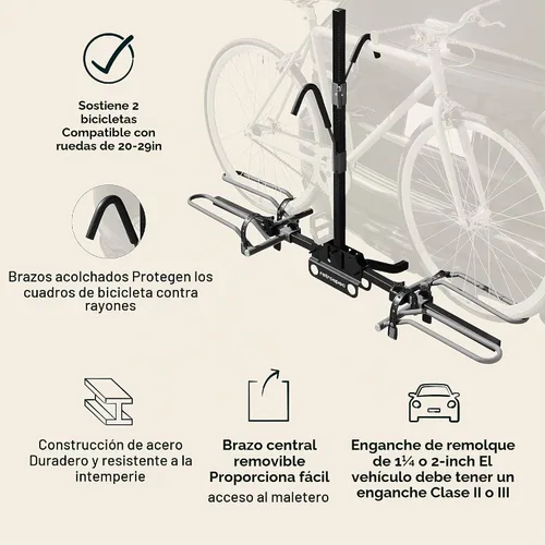 Vista 2 de Retrospec Lenox - Soporte para bicicleta con receptor de 2 pulgadas, 2 portabicicletas, clase II o III