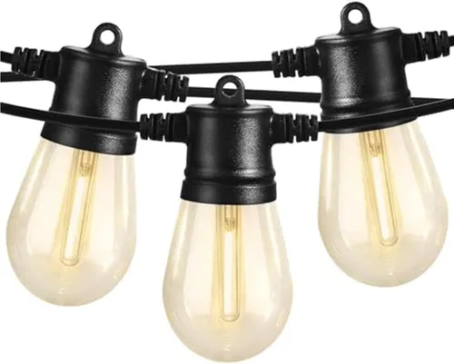 Vista 9 de SUNTHIN - Cadena de luces blancas de 48 pies, luces exteriores blancas con 16 bombillas LED inastillables de 1 W para patio, jardín, porche, café