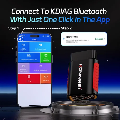 Vista 7 de KONNWEI Escáner OBD2 Bluetooth – Herramienta de diagnóstico de sistema completo con control bidireccional, restablecimiento de aceite/EPB/DPF/BMS
