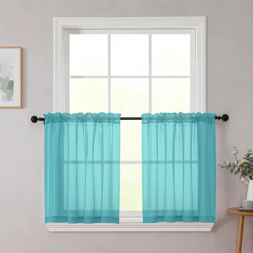 Vista 72 de 2 paneles de cortinas traslúcidas blancas para dormitorio, sala de estar, 96 pulgadas de largo, modernas, suaves, ligeras, con bolsillo para barra