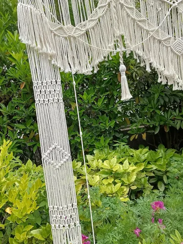 Vista 8 de kiido Gran macramé para colgar en la pared, decoración bohemia de boda para cenador/arco, cortina de puerta, telón de fondo de fotos, decoración